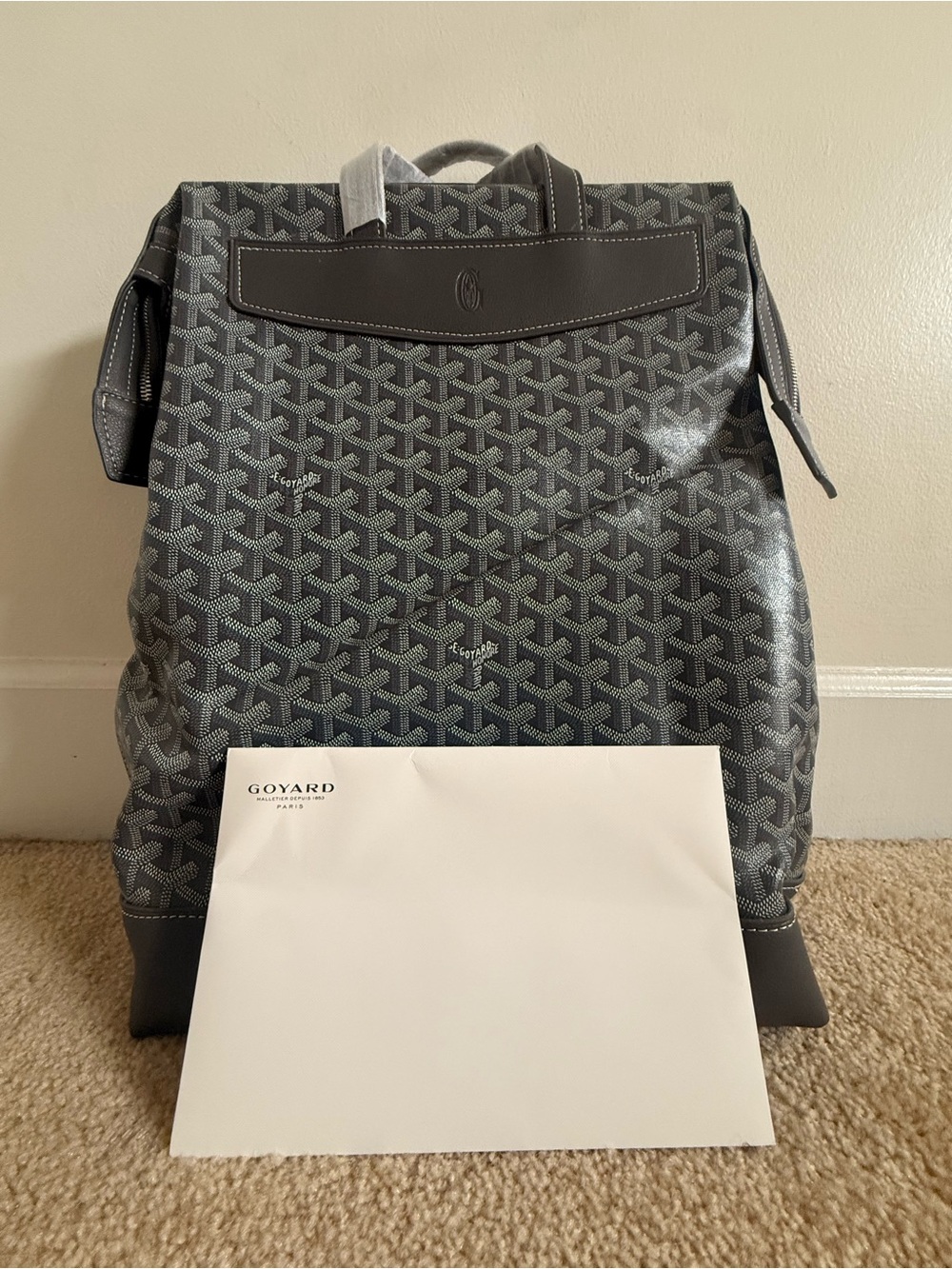 Goyard Black and Gray Signature Goyardine Backpack